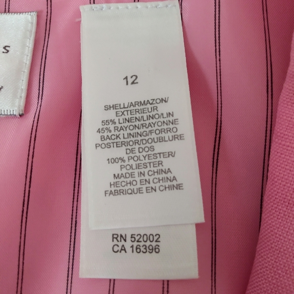 Emma James by Liz Claiborne Pink Linen Jacket 12 - Picture 10 of 10